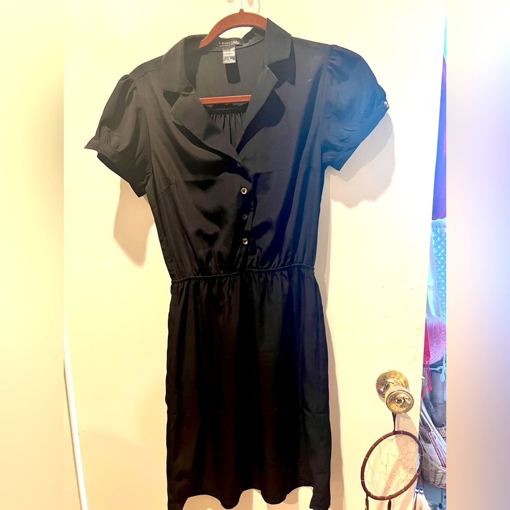 Black knee length short sleeve dress